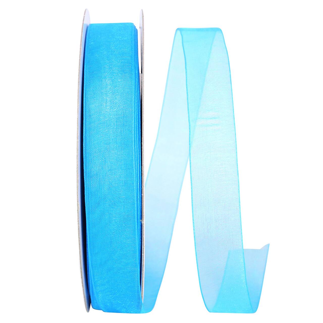 Jam Paper 7/8 Chiffon Mono Sheer Ribbon in Turquoise | 7/8 x 100yd | Michaels